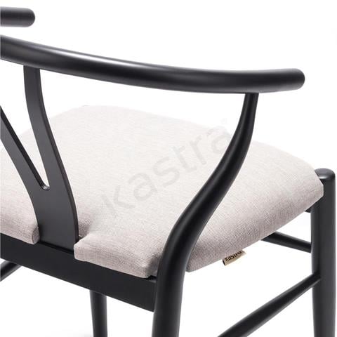 Kastra Wishbone Minderli Sandalye - Siyah 