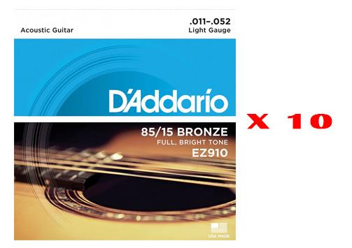 (10 LU SET) AKUSTİK GİTAR TEL SETİ, 85/15 BRONZE,