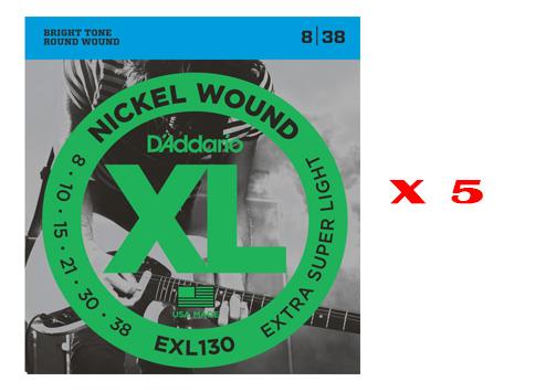 (5 Lİ SET)ELEKTRO GİTAR TEL SETİ, XL, 8-38, EXTRA