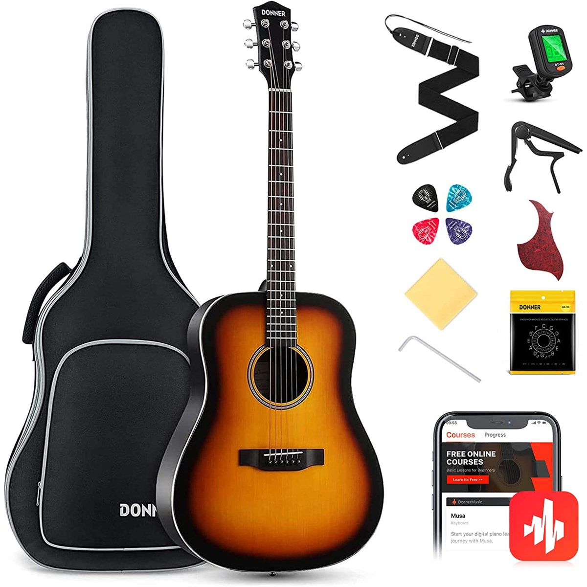 Donner DAG-1S Akustik Gitar Paketi