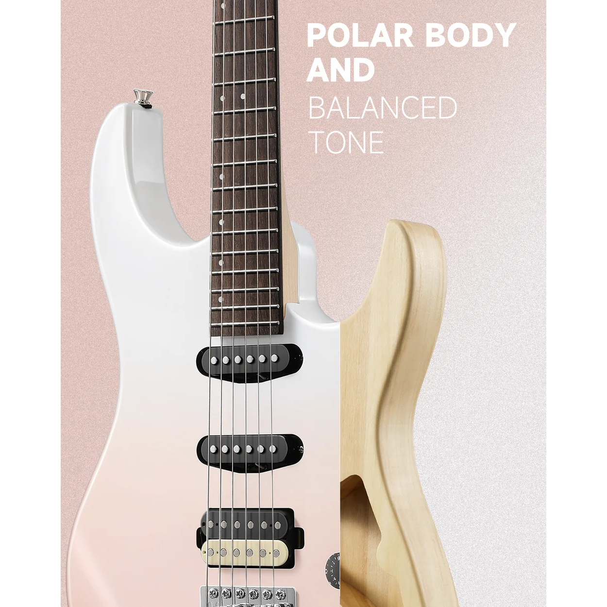 Donner DMT-66 Elektro Gitar (Pink-White Gradient)