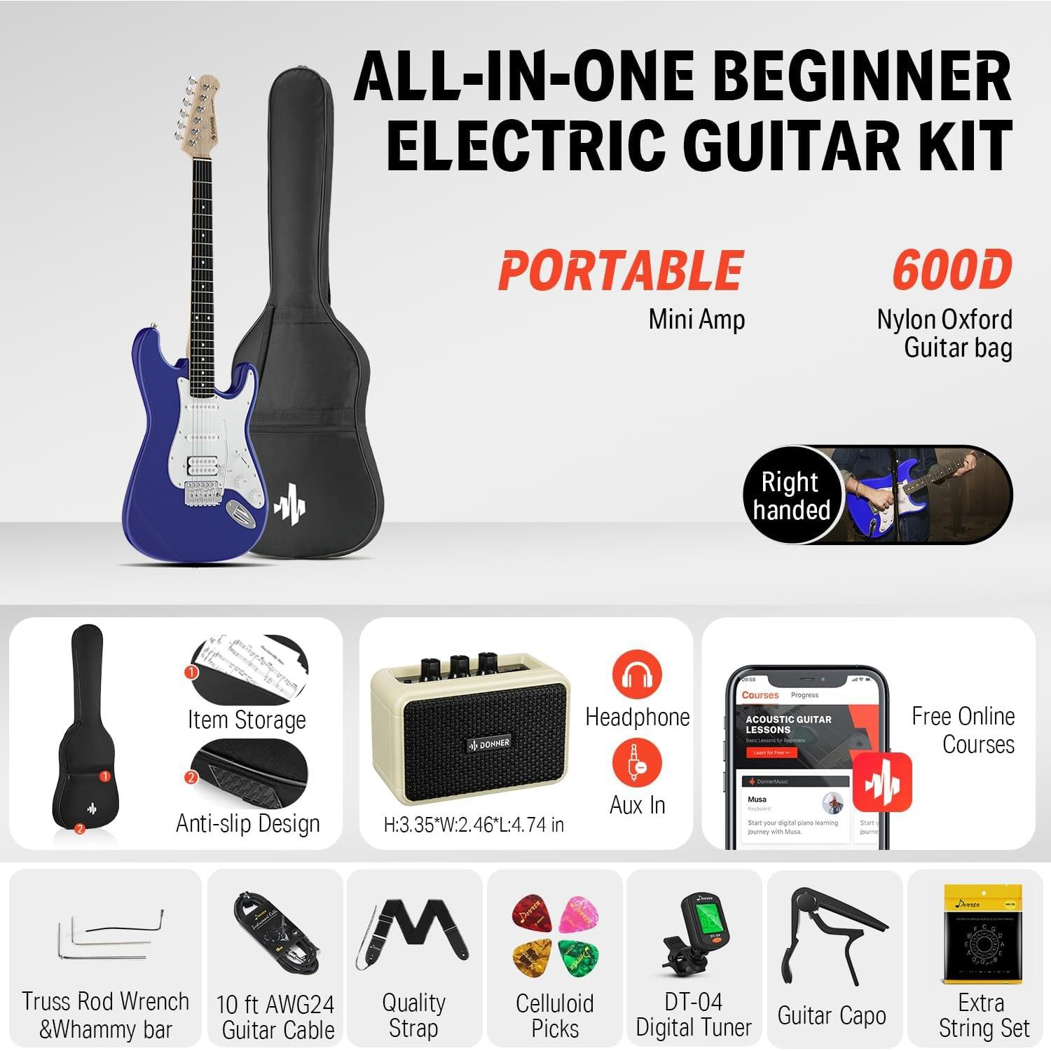 Donner DST-100L ST Elektro Gitar (Sapphire Blue)
