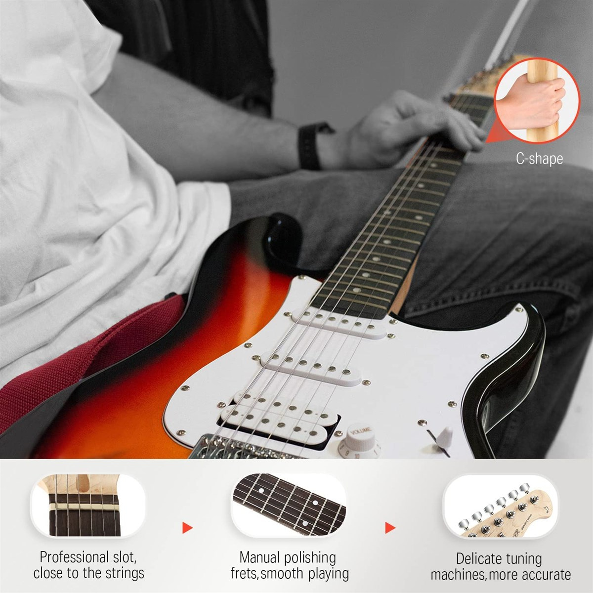 Donner DST-100S ST Elektro Gitar Seti (Sunburst)
