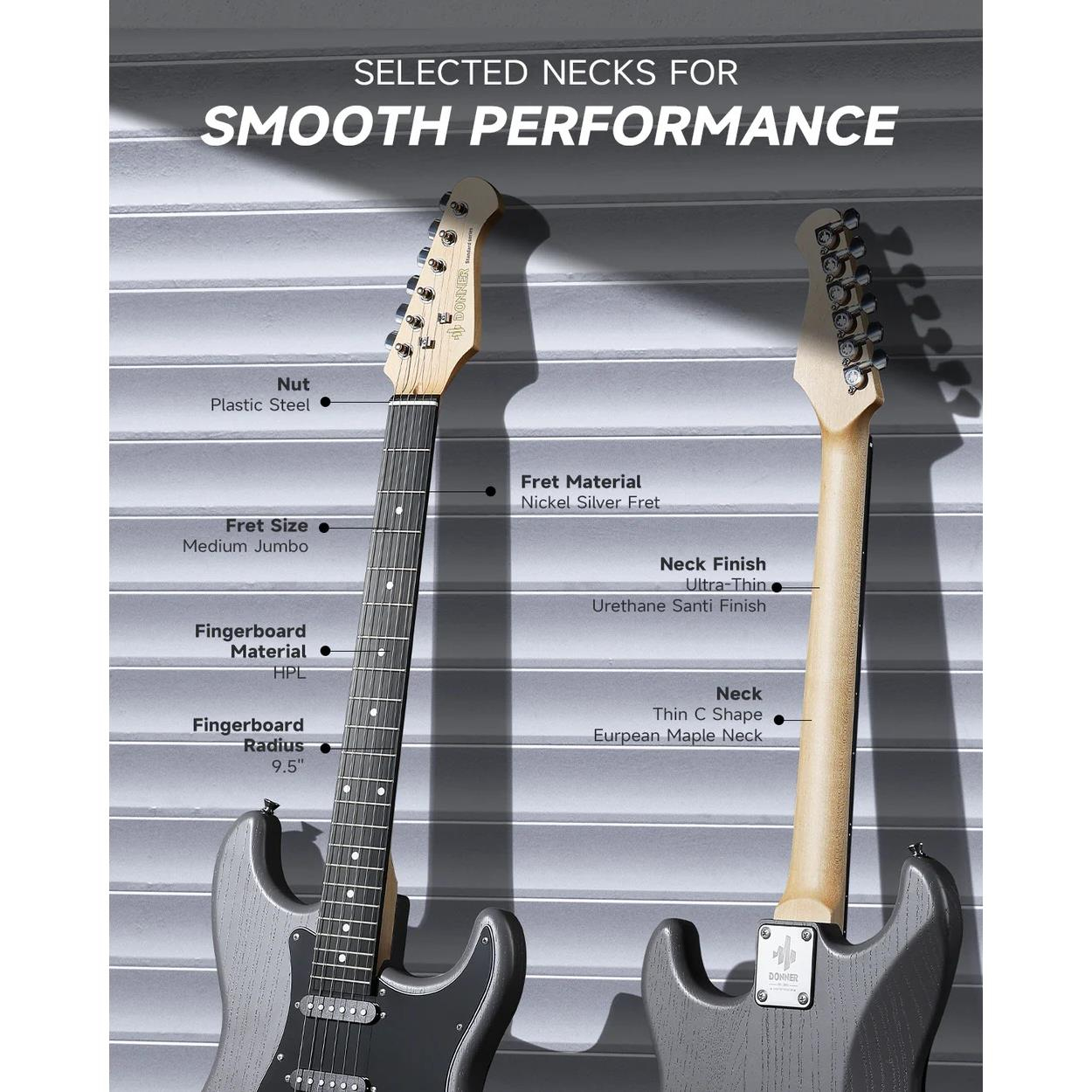 Donner DST-80 ST Elektro Gitar Seti (Matton Black)