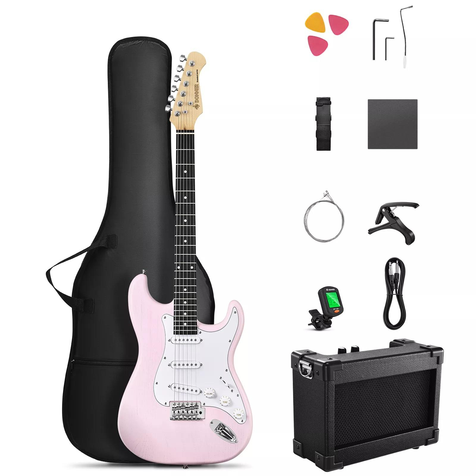 Donner DST-80 ST Elektro Gitar Seti (Pembe)