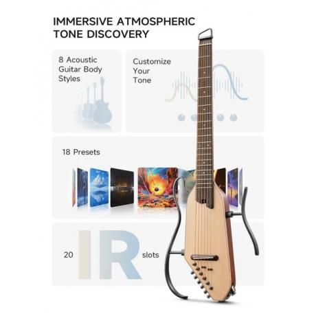 Donner Hush-i Pro Elektro Akustik Gitar (Natural Ladin)