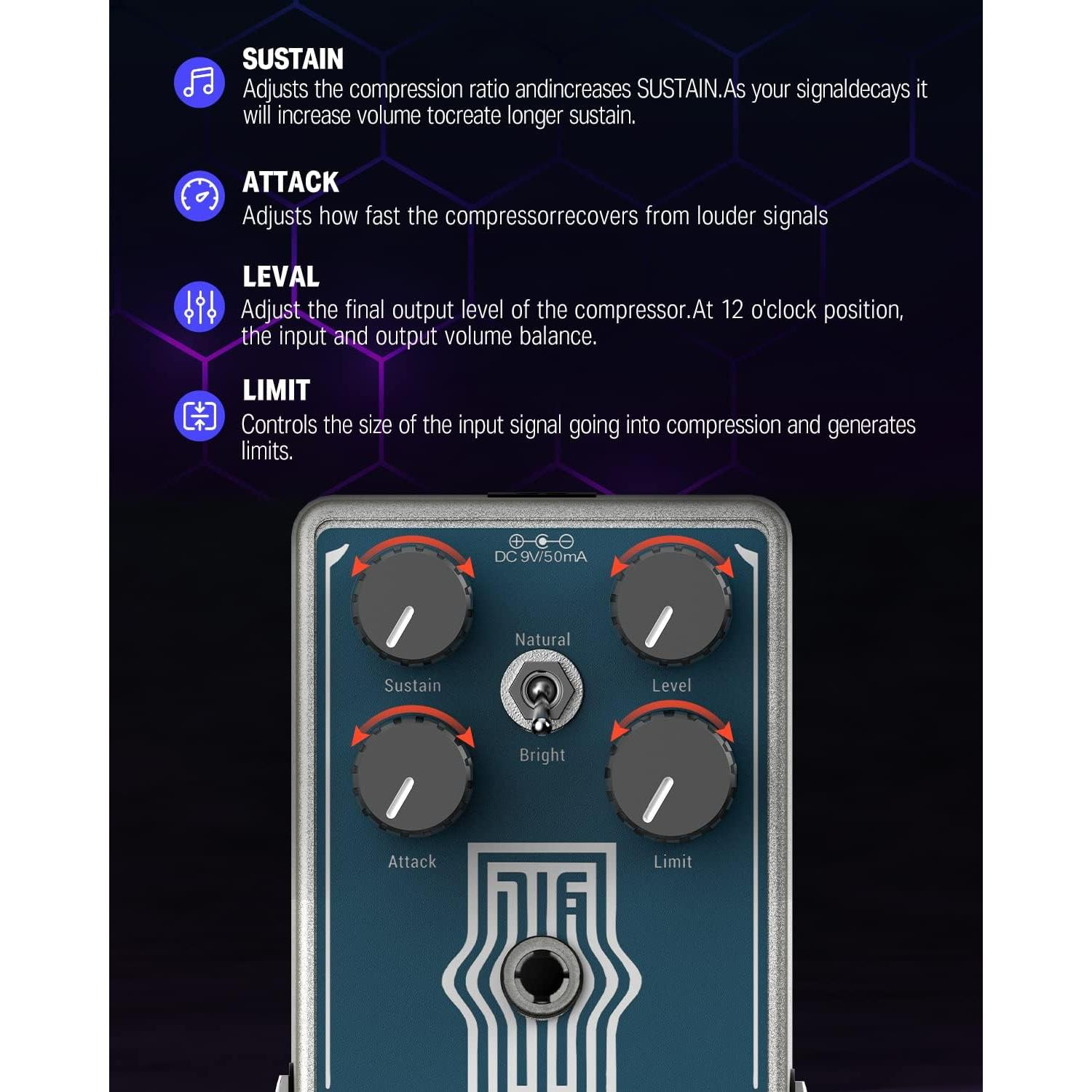 Donner LAX COMP True Analog Compressor Pedalı