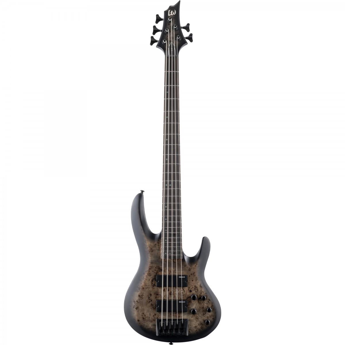 ESP LTD B-5 Ebony Burl Poplar Charcoal Burst Satin 5 Telli Bas Gitar