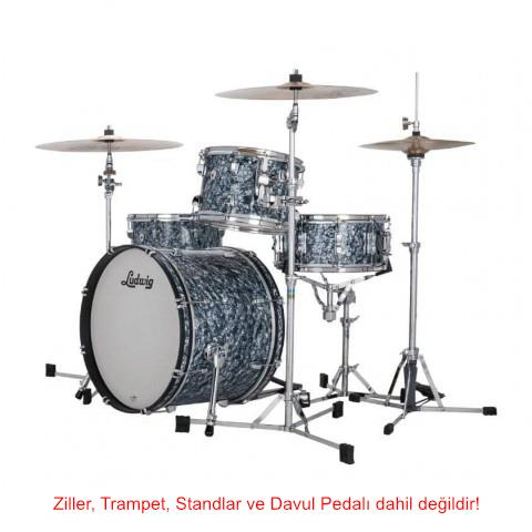 Ludwig Neusonic Downbeat Steel Blue Pearl Davul Shell Set