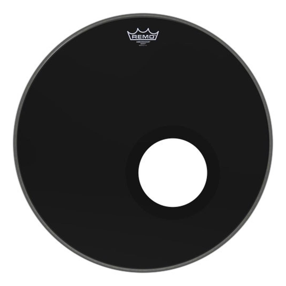 REMO ES-1022-00-DM 22 inç AMBASSADOR® EBONY Delikli Bas Davul Derisi