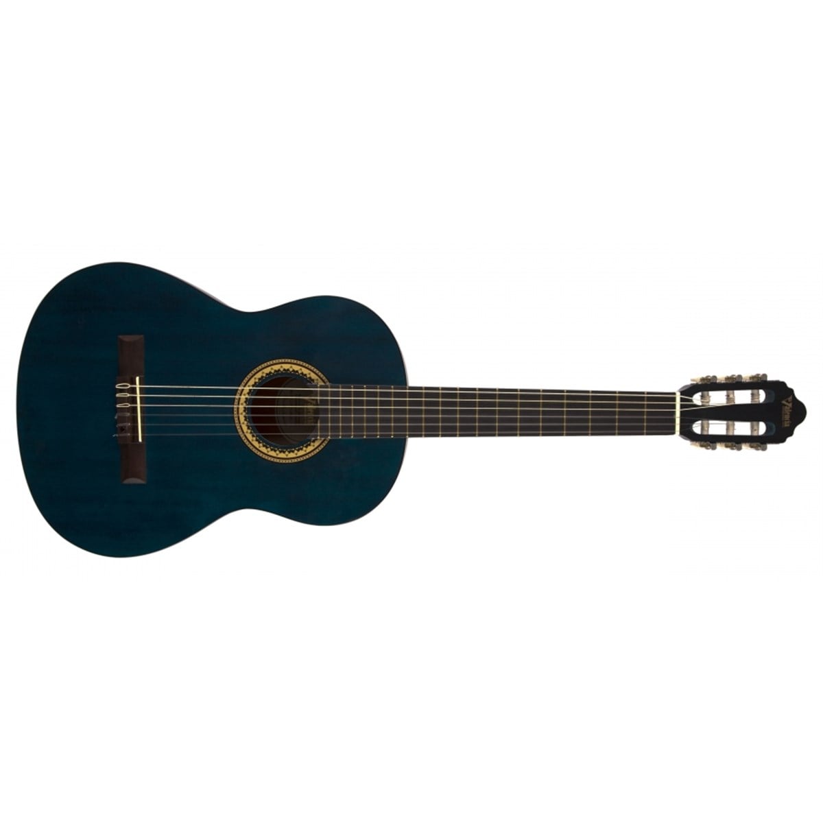 Valencia VC204TBU - Şeffaf Mavi Mat Klasik Gitar (Kılıf+Pena)