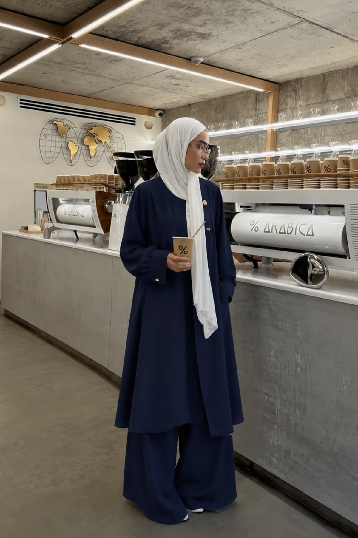 Gold Düğmeli Crep Kumaş Lacivert  Takım