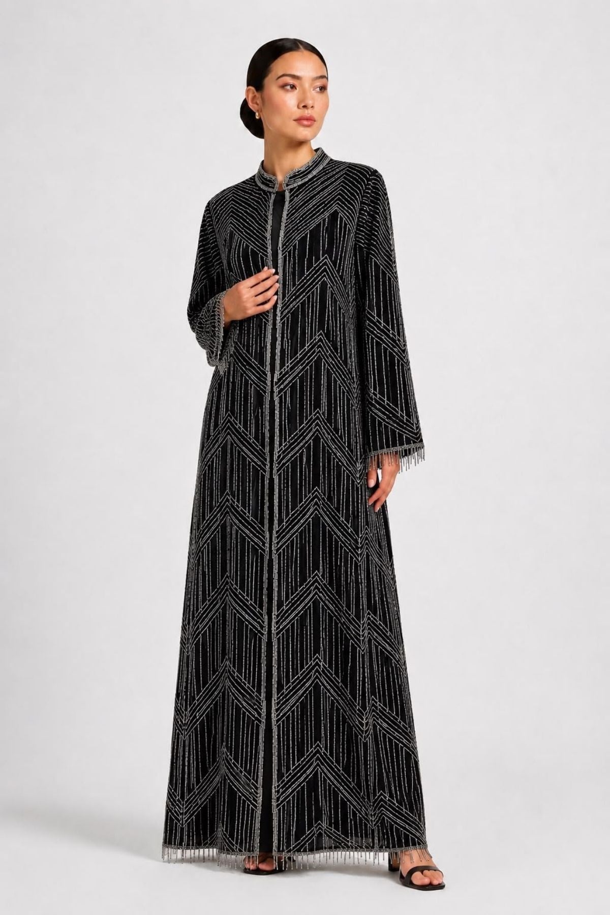 Prestige İthal Boncuk İşlemeli Abaya – Siyah
