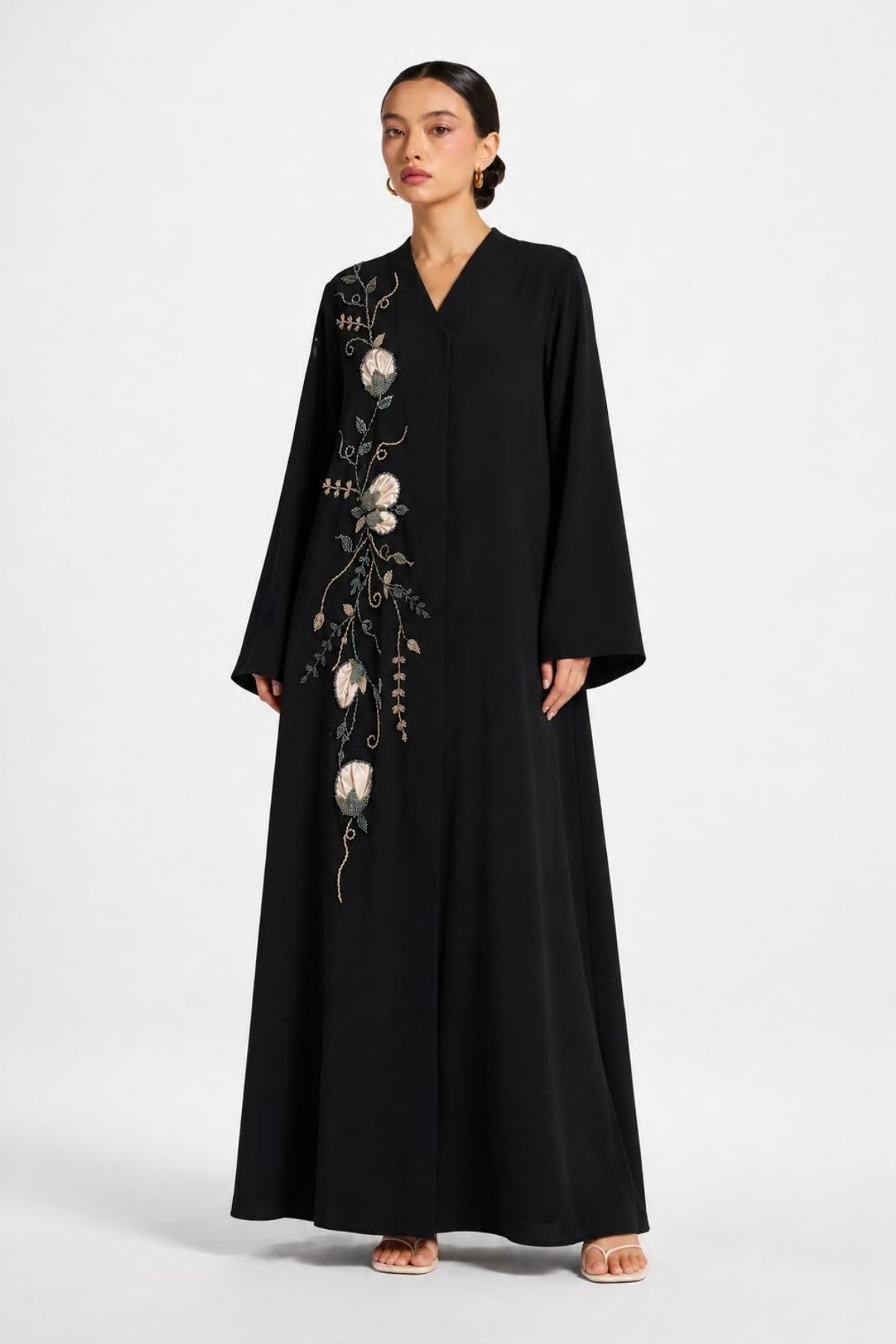 Siyah Lalezar Özel Tasarım Abaya