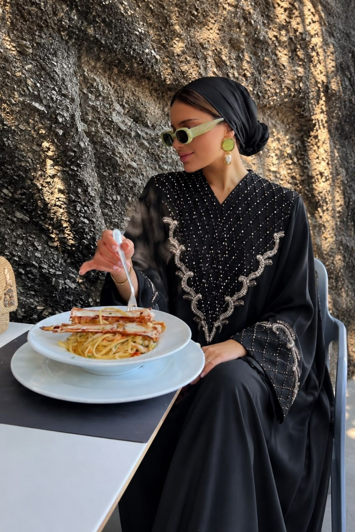 Siyah Vespera Özel Tasarım Abaya