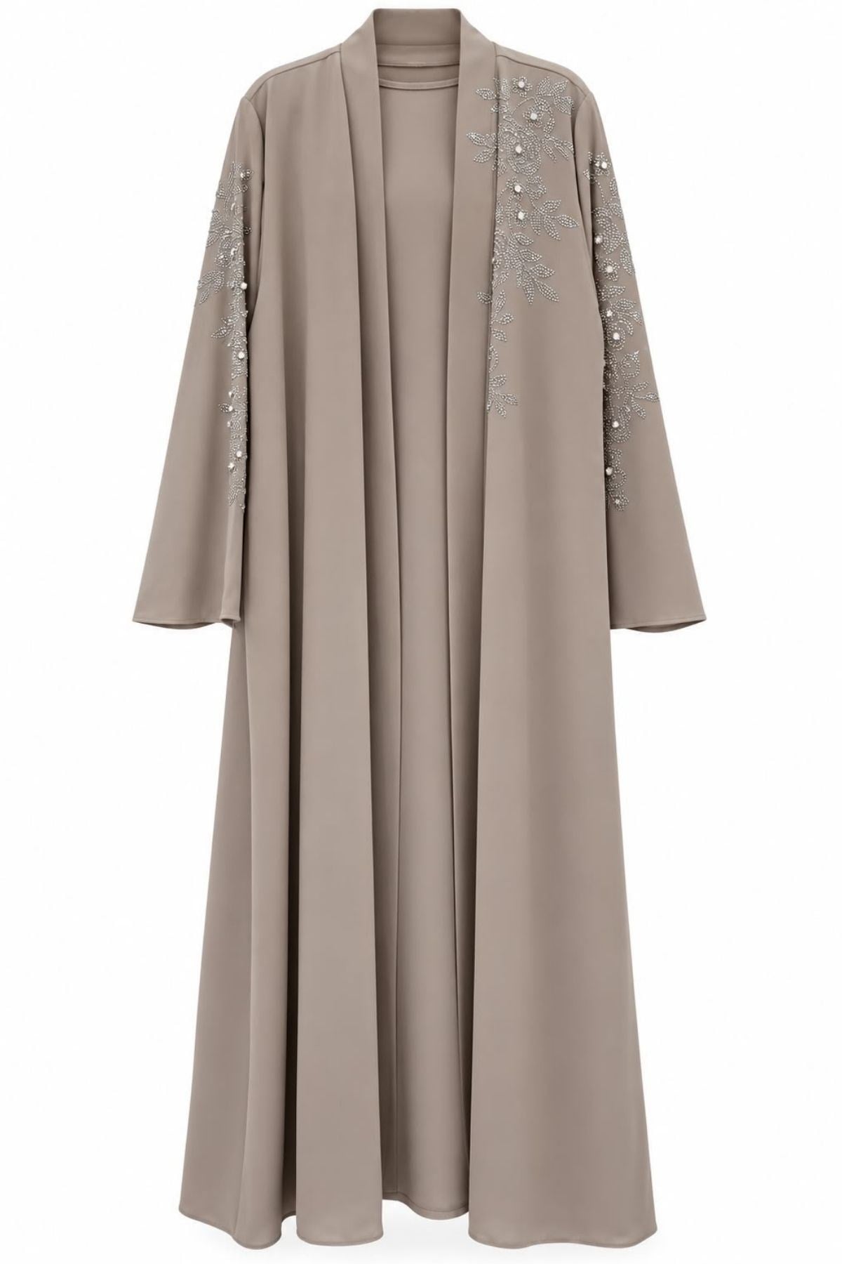  Yaprak Taş İşlemeli 2 Parça Abaya Takım