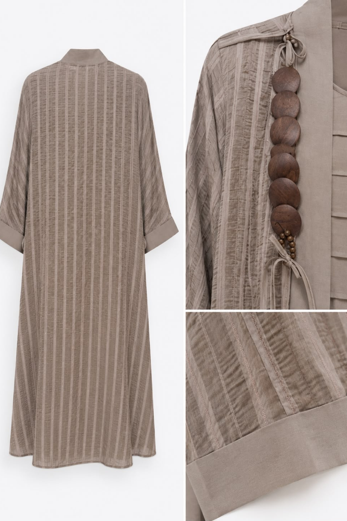 Bej Dokulu Abaya 2'li Takım – İçlikli