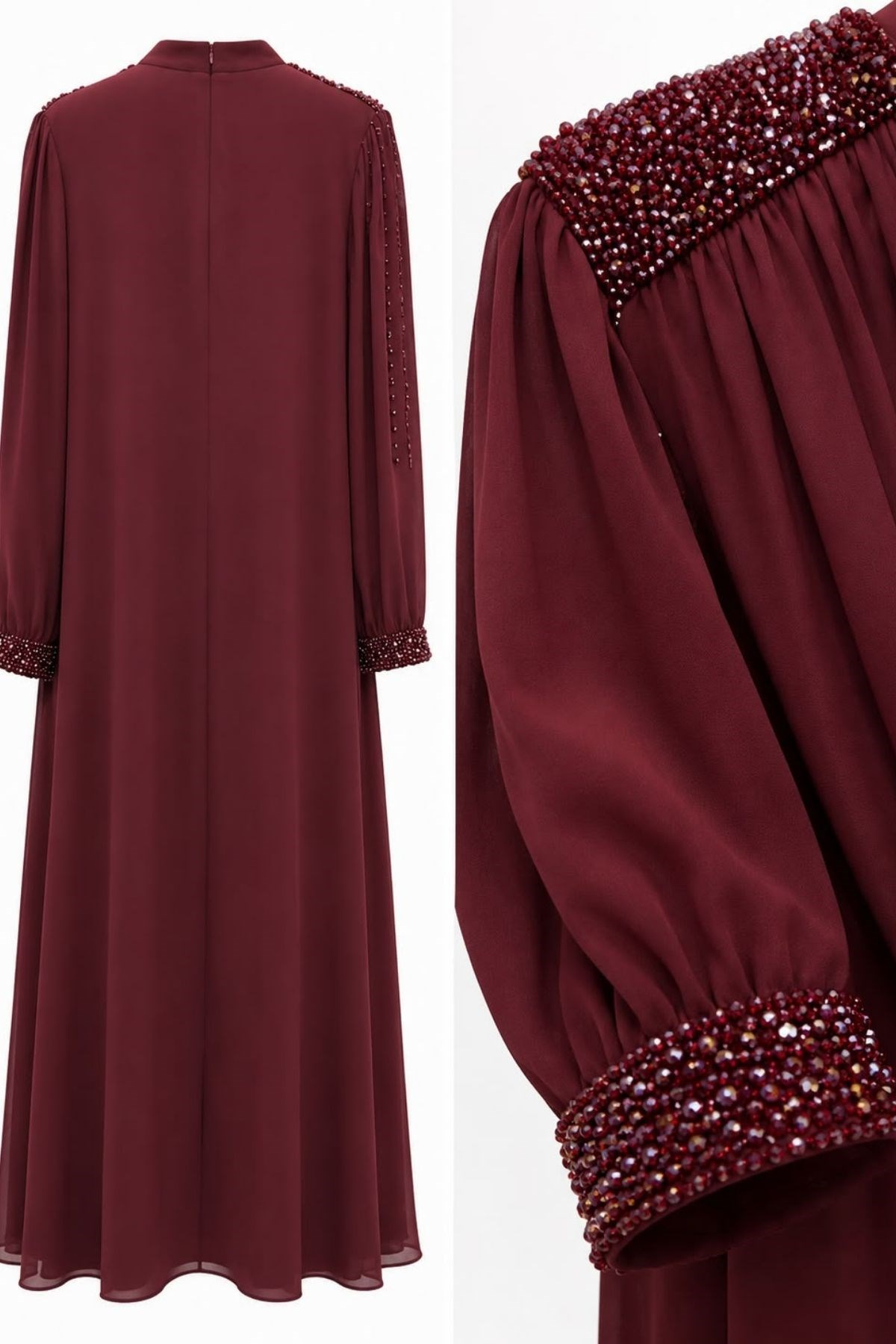 Bordo Vespera Drape Abiye