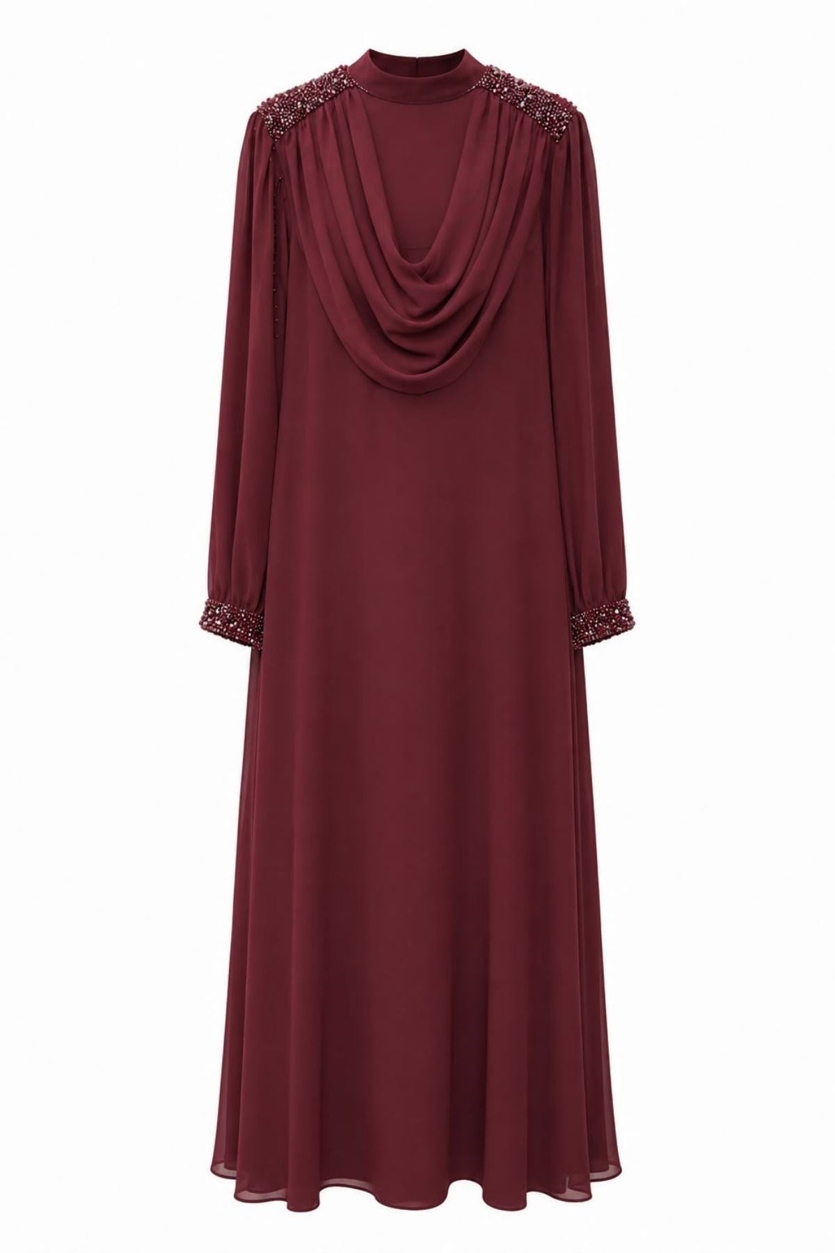 Bordo Vespera Drape Abiye
