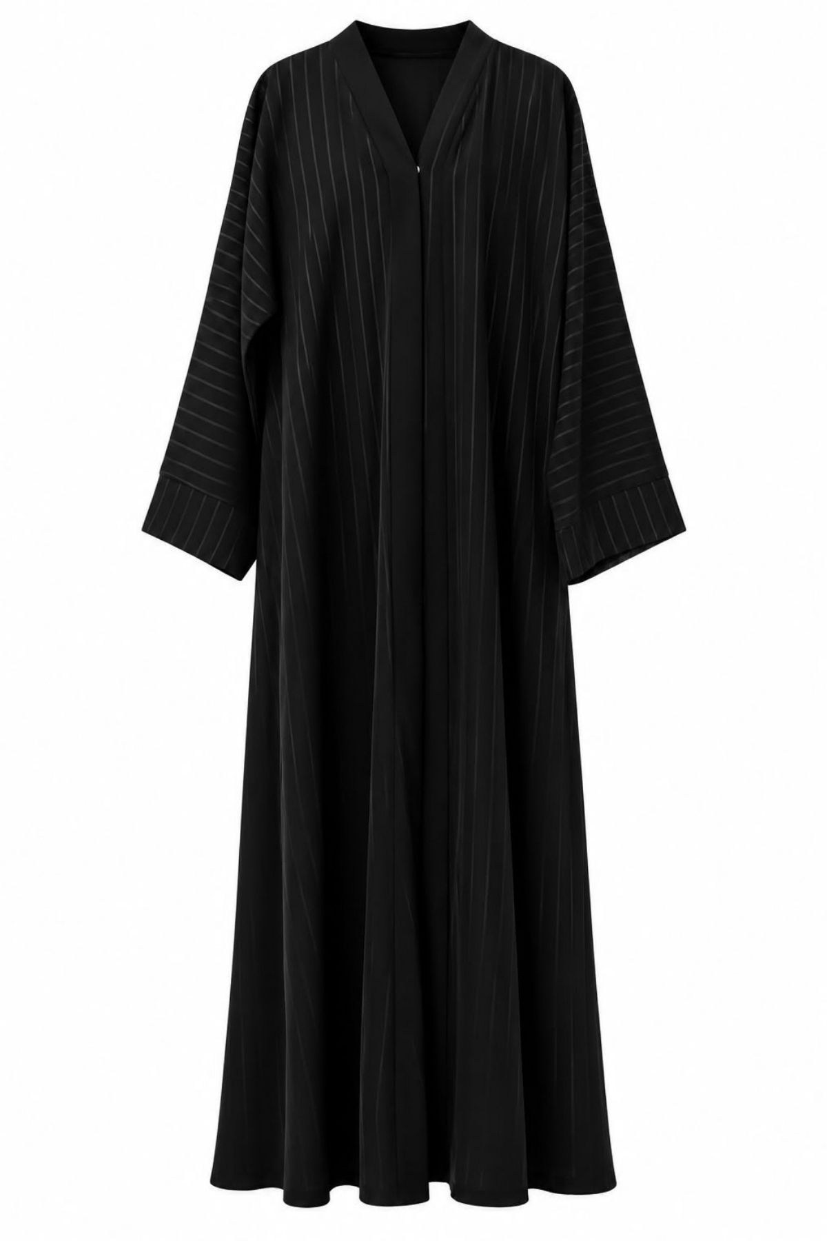 Çizgili Dubai İpeği Siyah Abaya