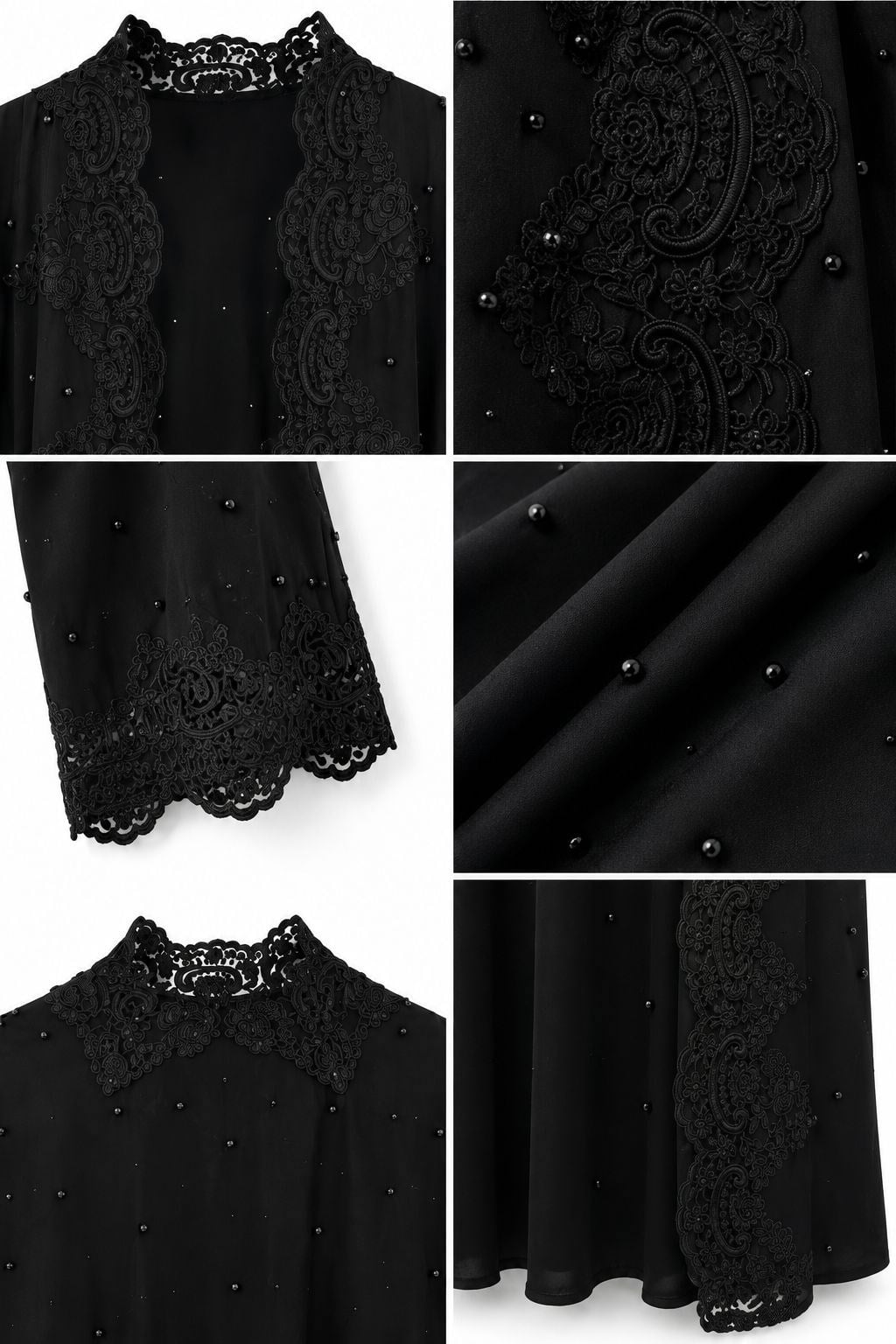 Dubai Kumaş Fransız Dantel Abaya