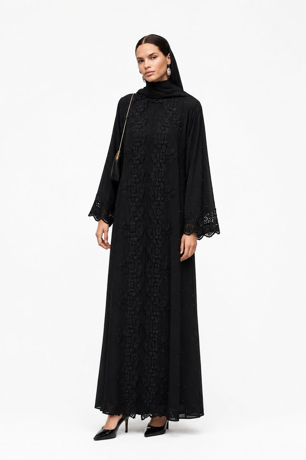 Dubai Kumaş Fransız Dantel Abaya
