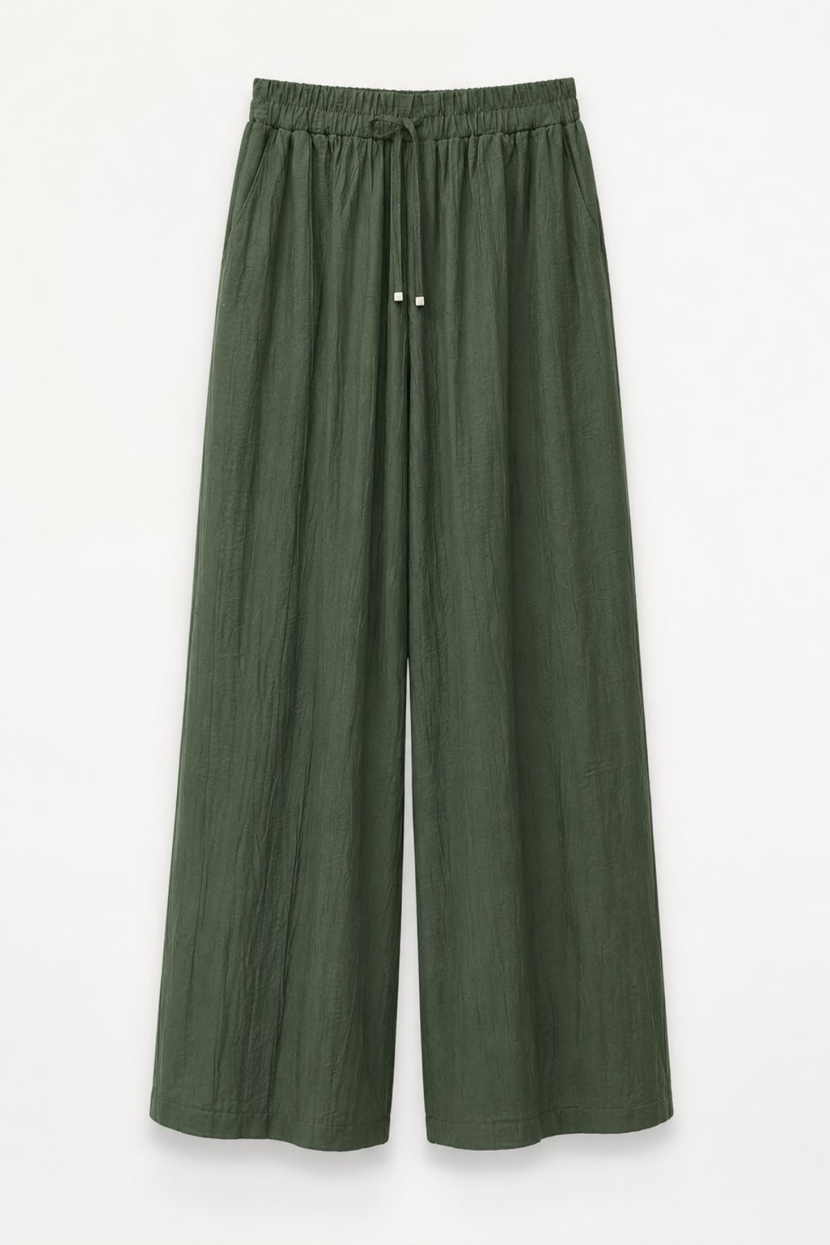 Haki Beli Lastikli Bol Paça Pantolon