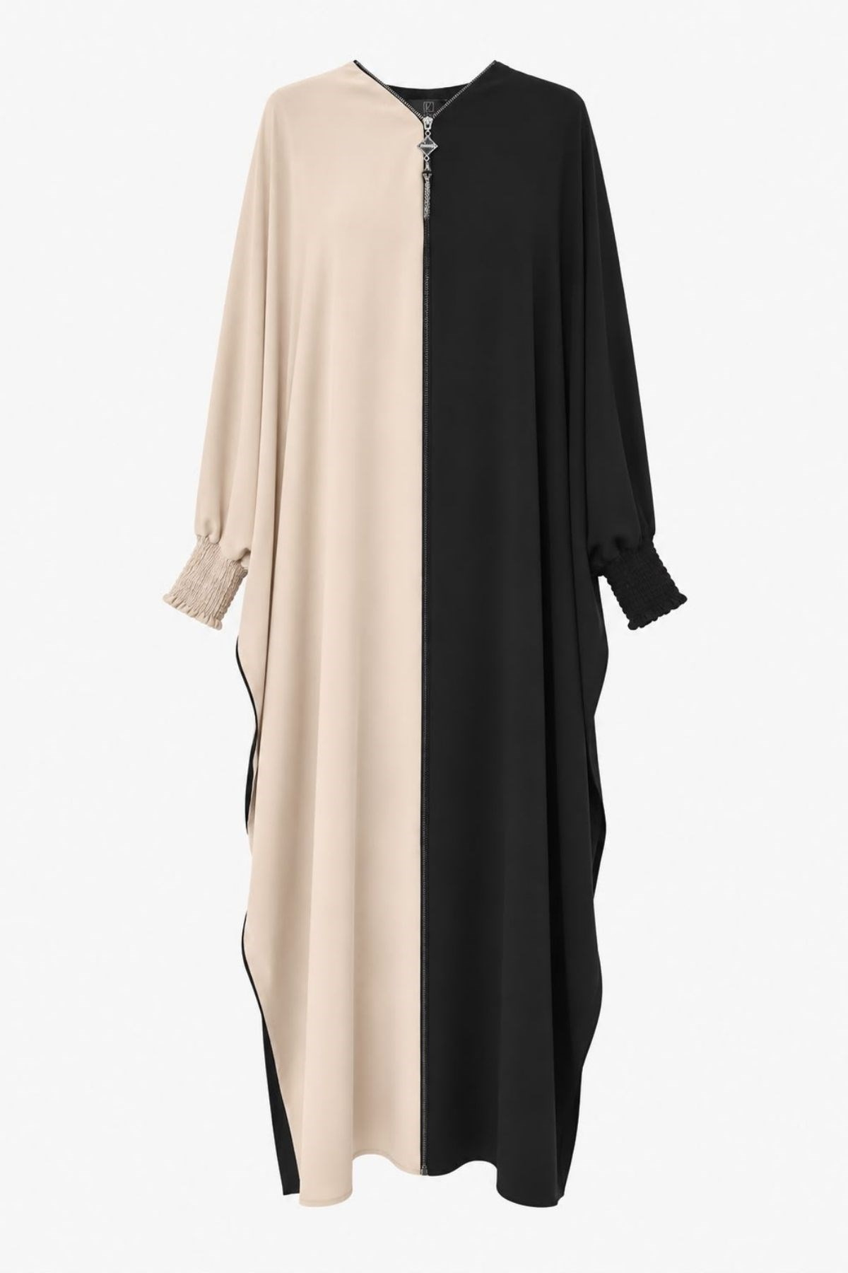 İkonik Siyah & Bej Çift Renk Abaya