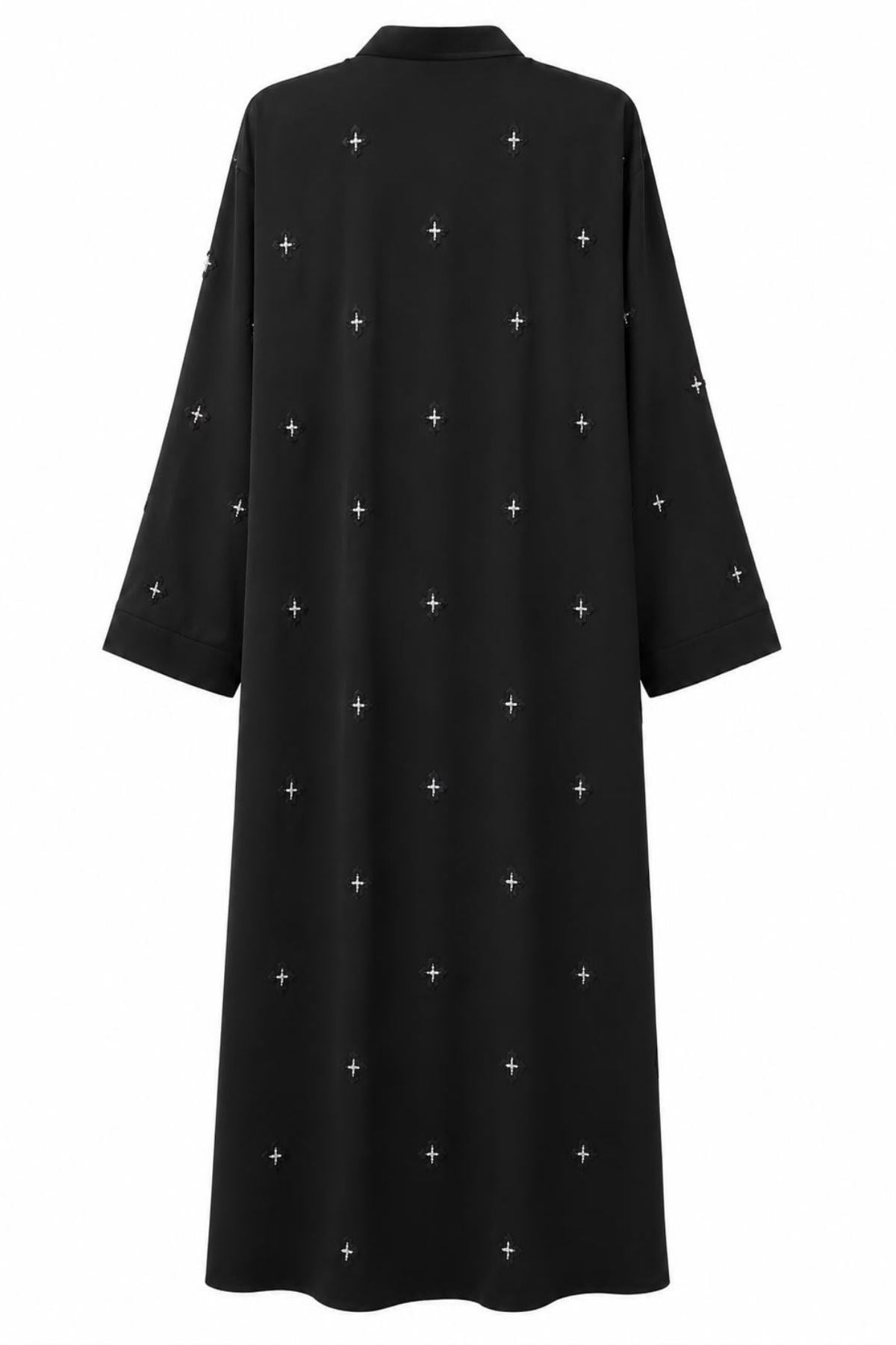 İnci Ve Taş İşlemeli Abaya – Siyah