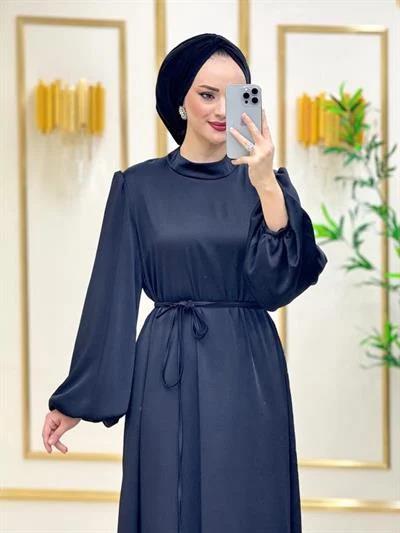 İPEK SATEN ELBİSE SİYAH