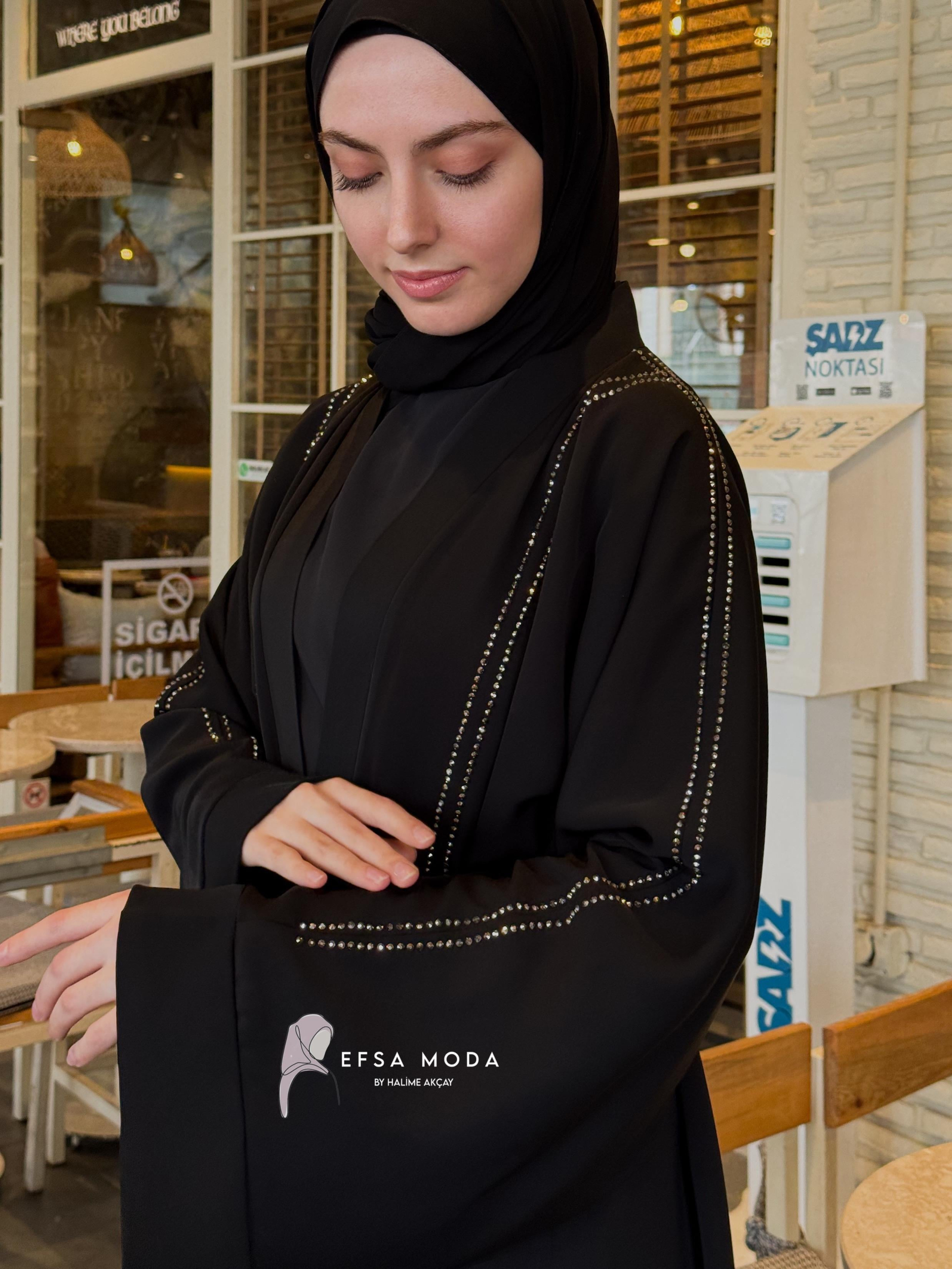 IŞILTI ŞERİT ABAYA