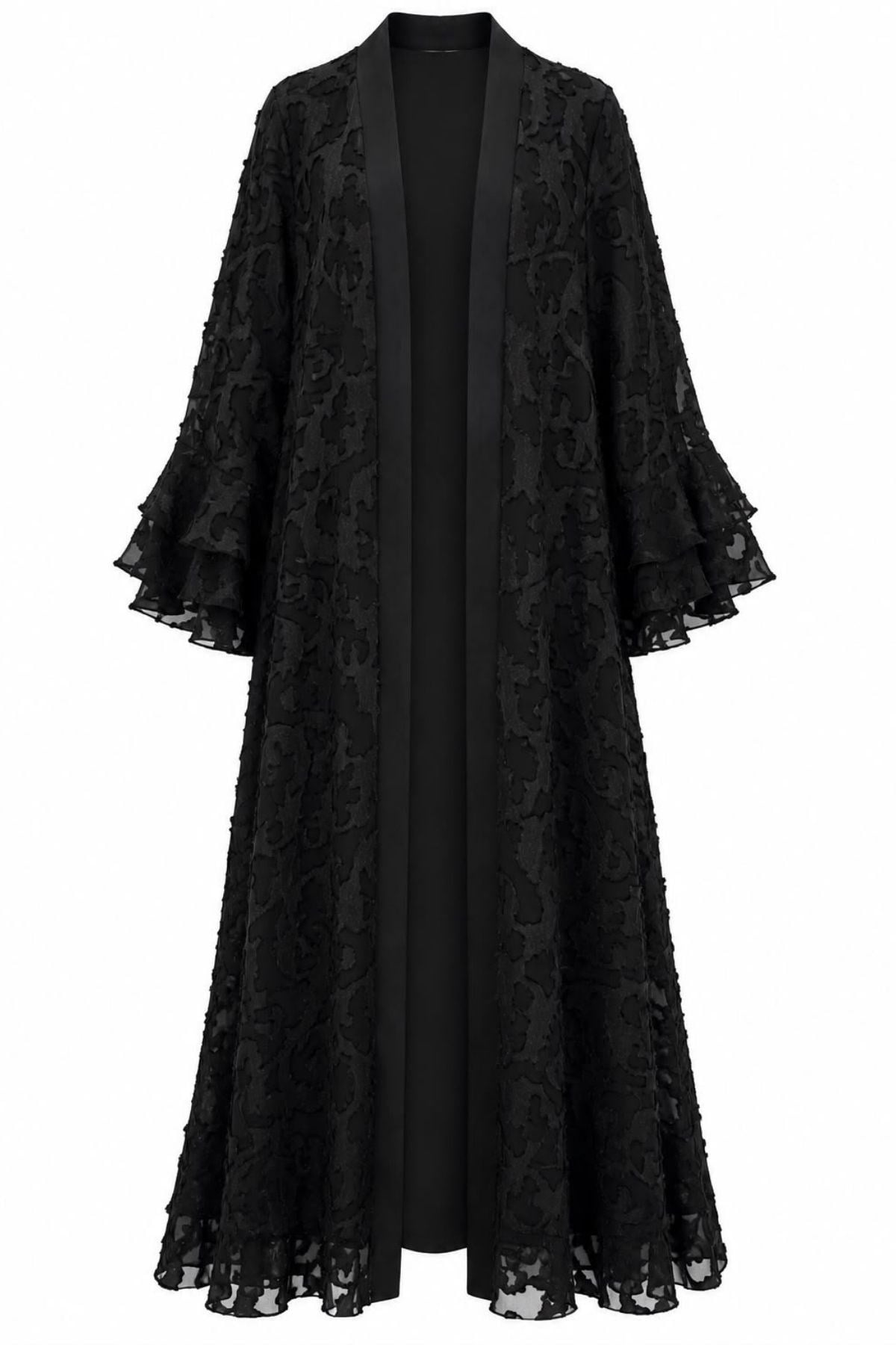 Jakarlı Volan Kollu Abaya
