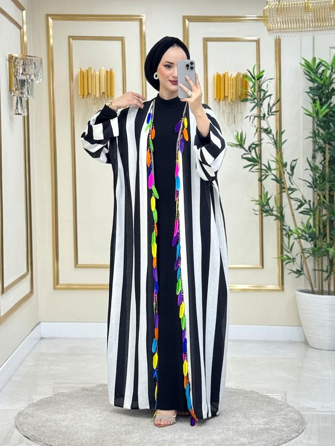 Jana Keten İpek Abaya Desenli