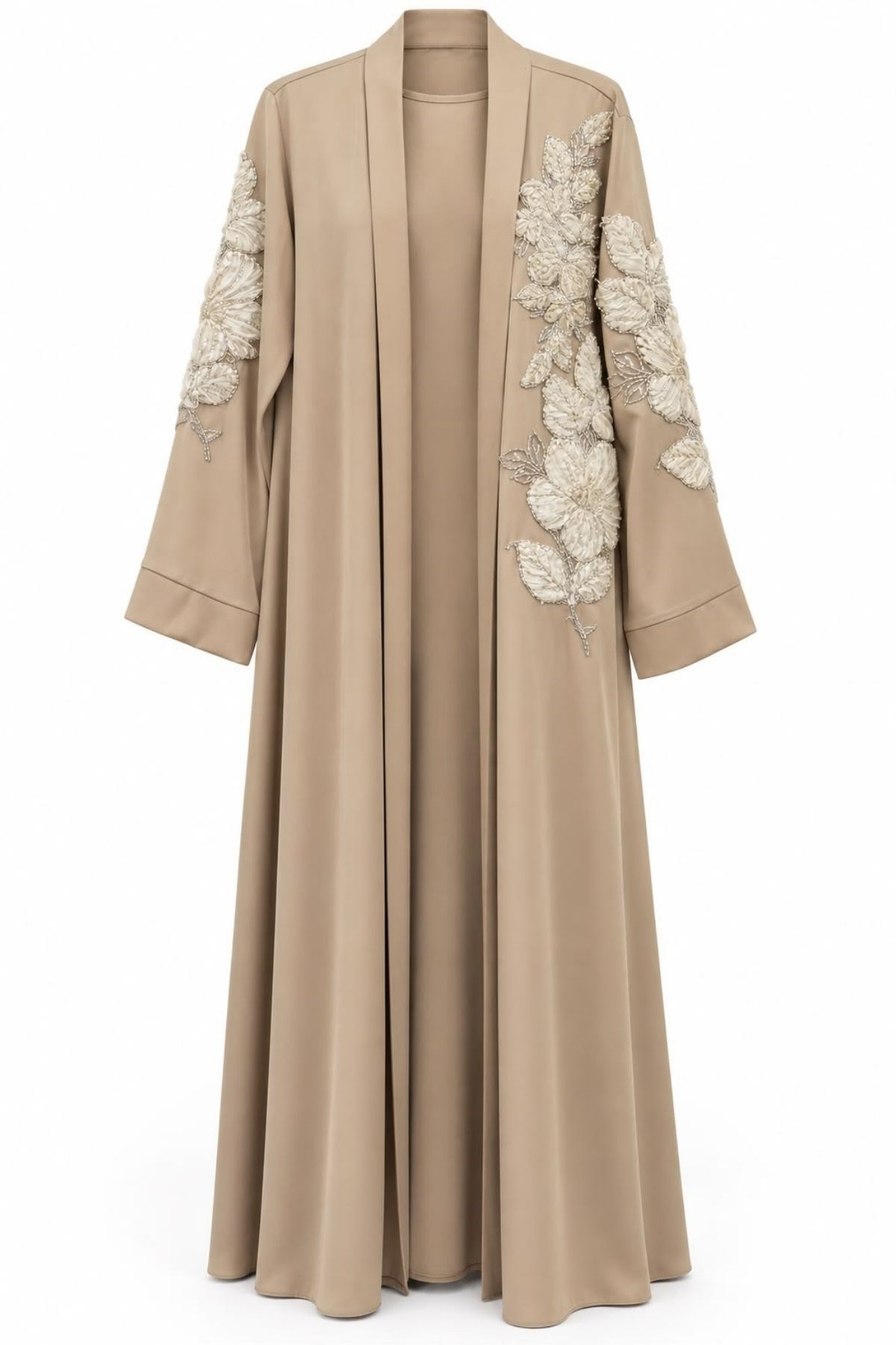 Kabartma Çiçek Desenli Şık Abaya