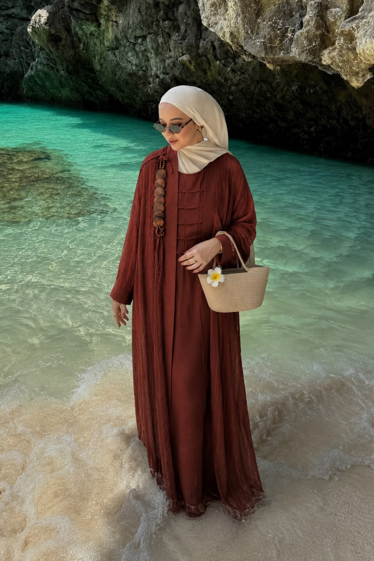 Kremit Dokulu Abaya 2'li Takım – İçlikli