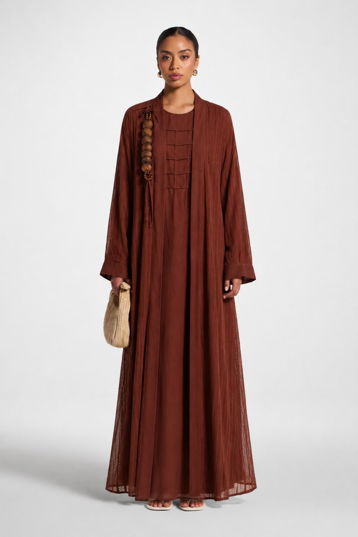 Kremit Dokulu Abaya 2'li Takım – İçlikli