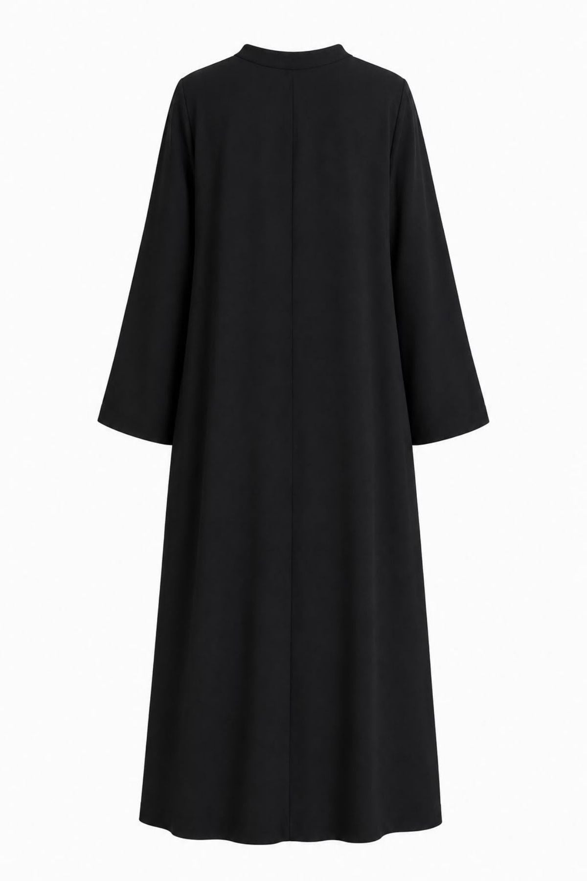 Kum Krep Crep Siyah Taş İşlemeli Abaya