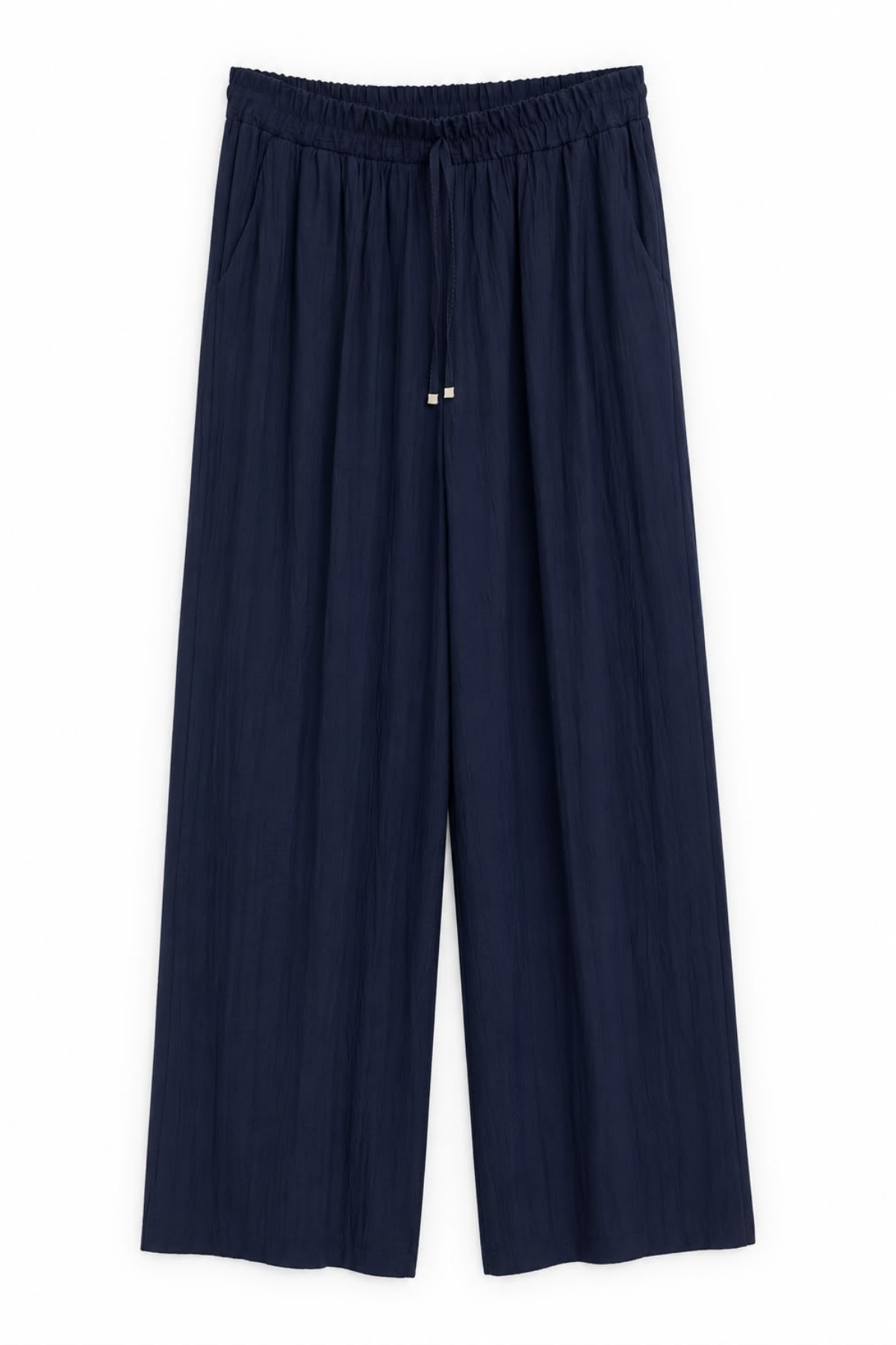Lacivert Beli Lastikli Bol Paça Pantolon