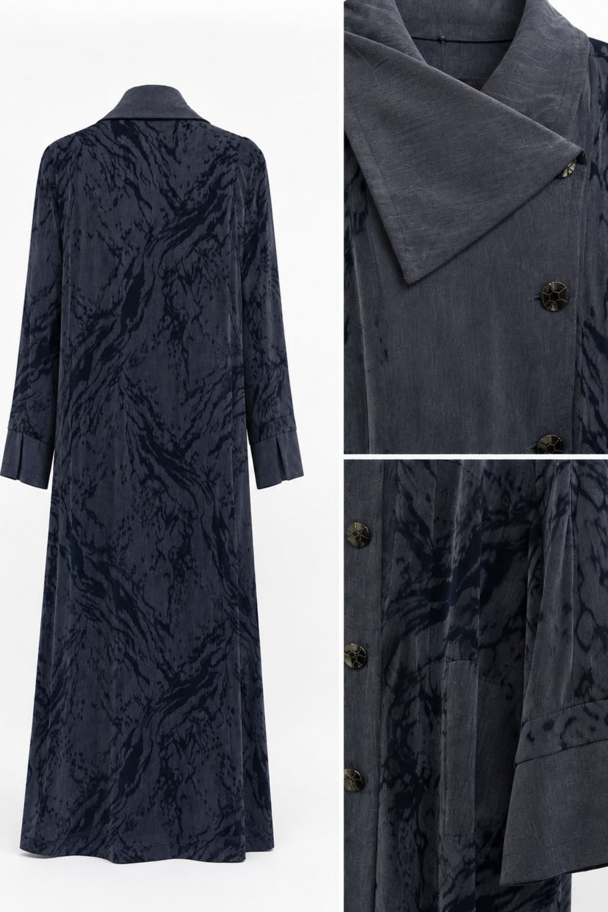 Lacivert Duruş Desenli Abaya