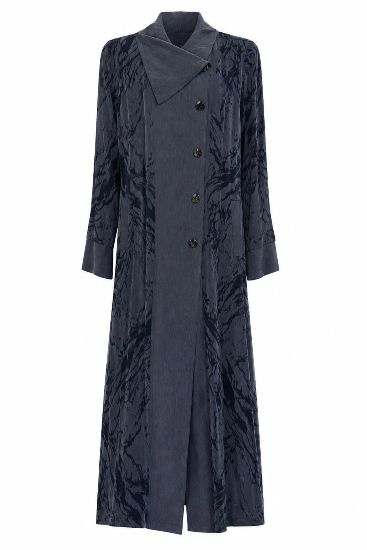 Lacivert Duruş Desenli Abaya
