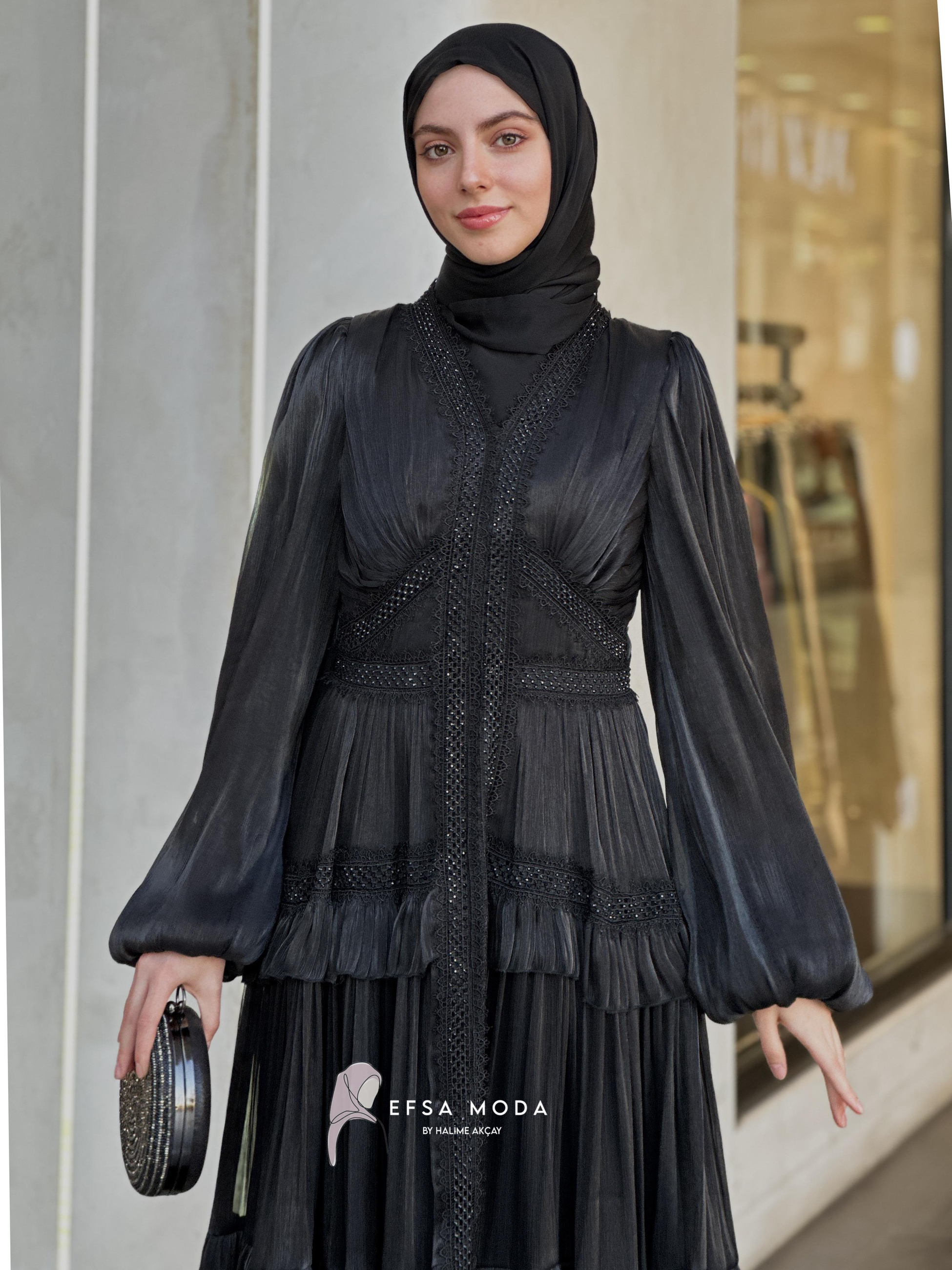 LİNA ZERAFET ELBİSE SİYAH