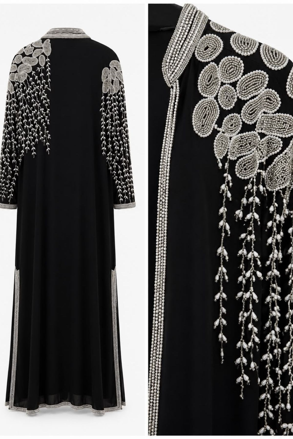 Lüks Taş İşlemeli Özel Tasarım Abaya Takımı