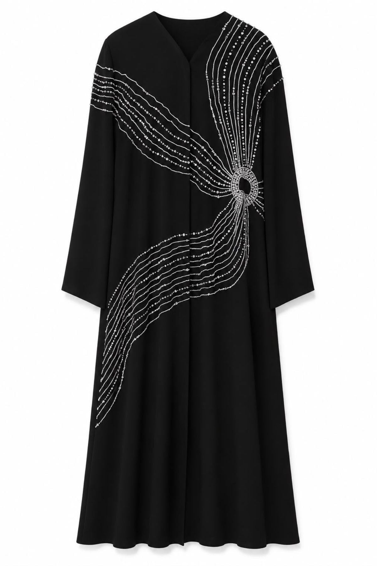 Mihra Sarmal Taş İşlemeli Siyah Abaya