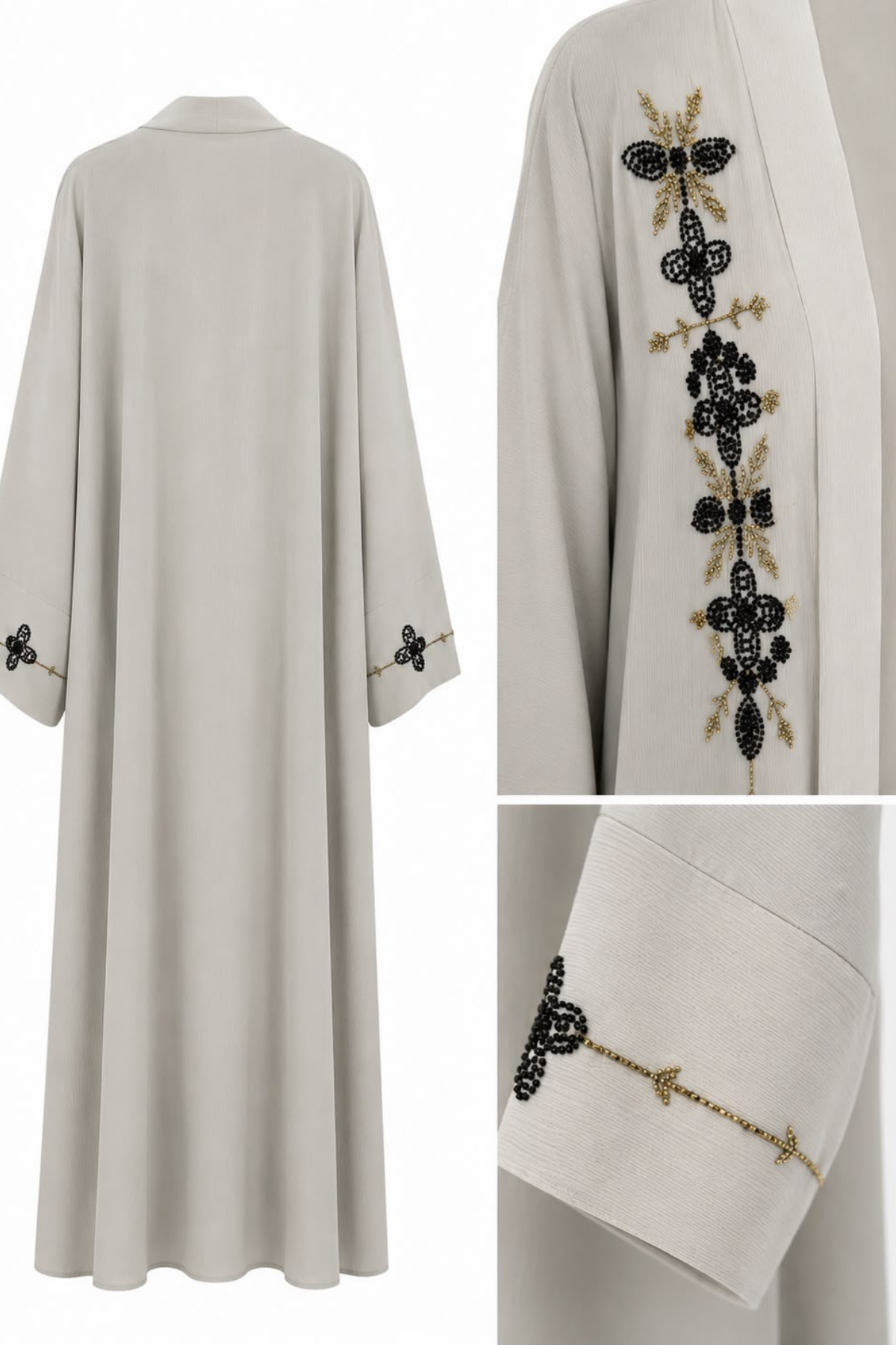 Özel Gold Nakışlı Ekru Abaya