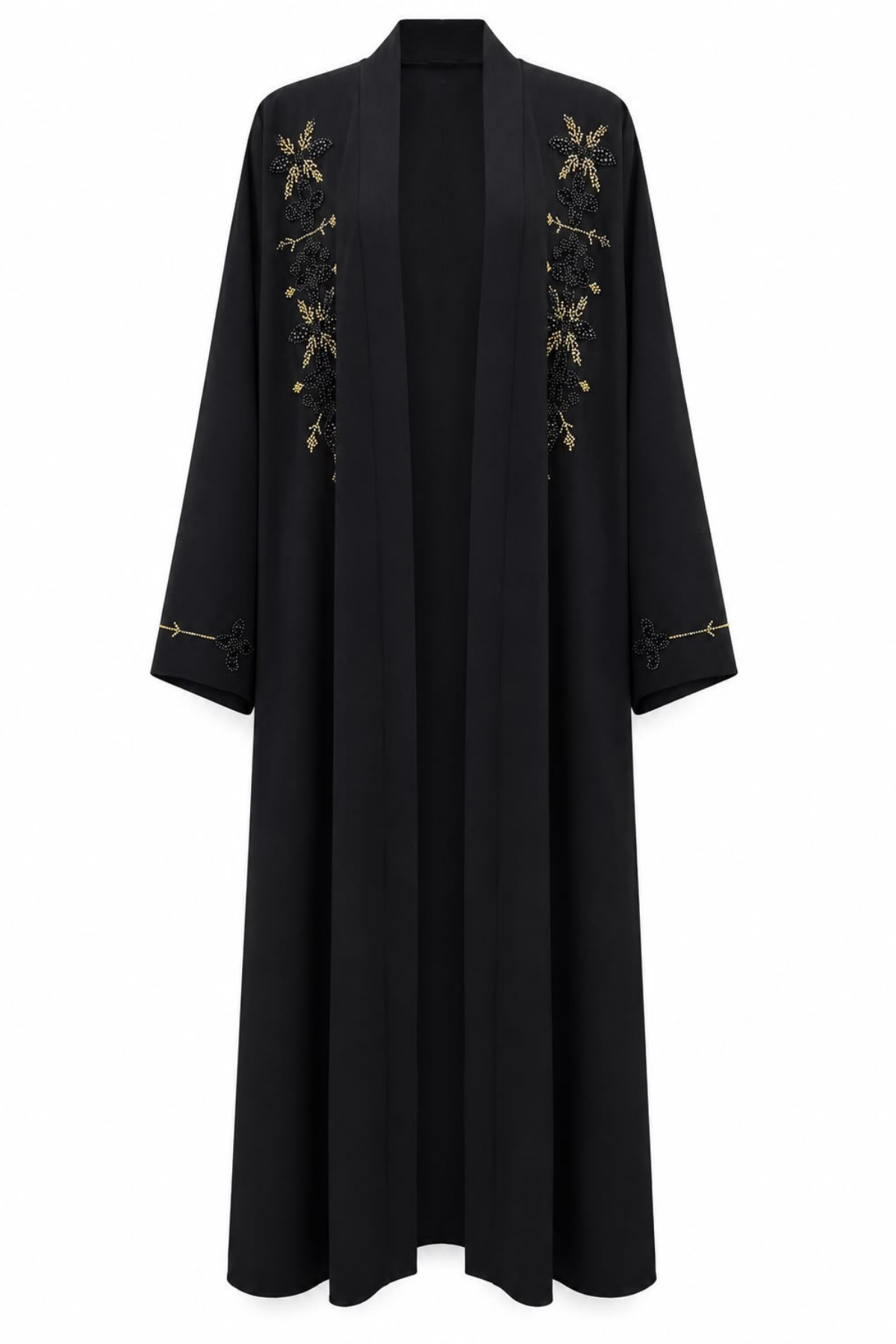 Özel Gold Nakışlı Siyah Abaya