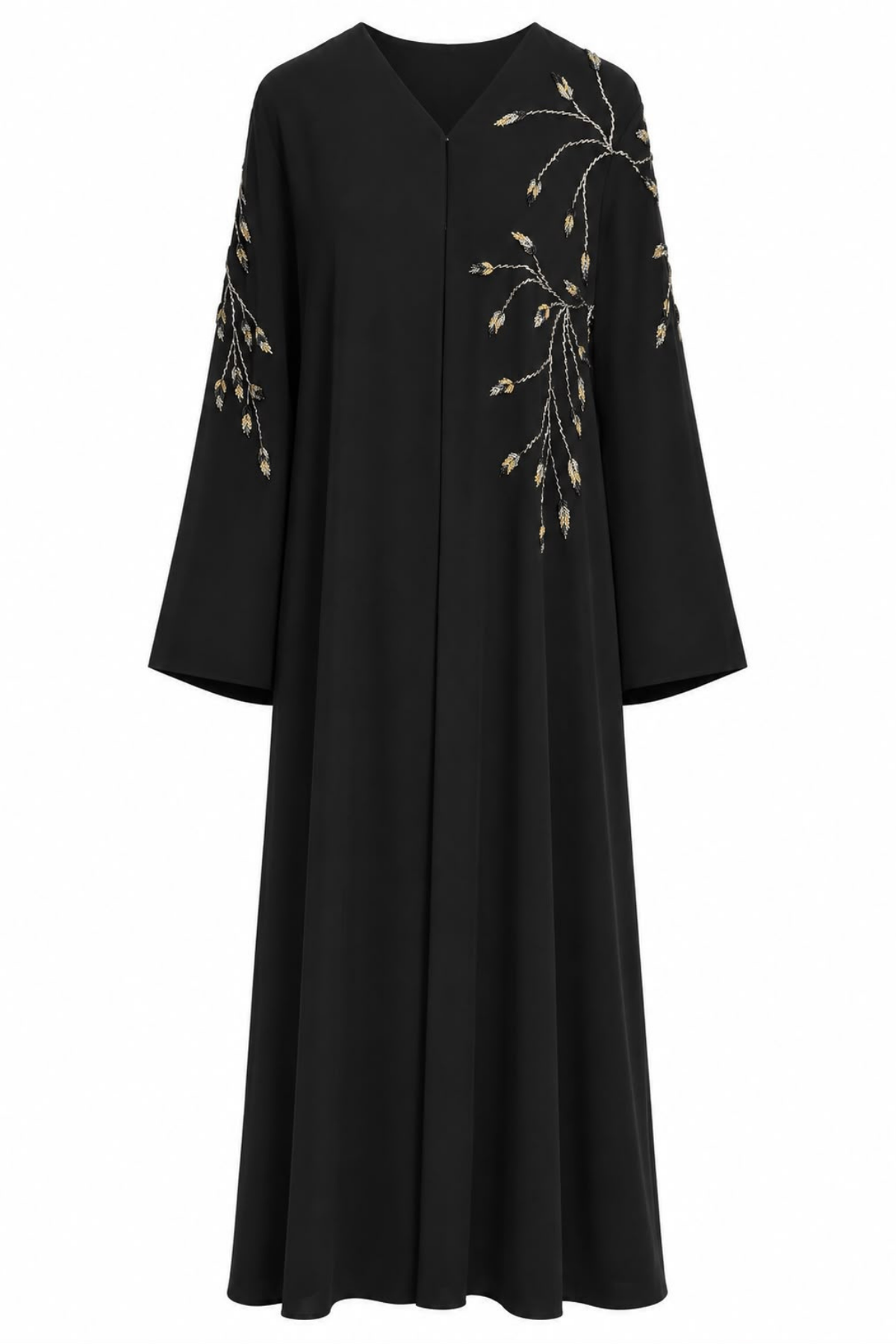 Özel İthal İşlemeli Siyah Abaya