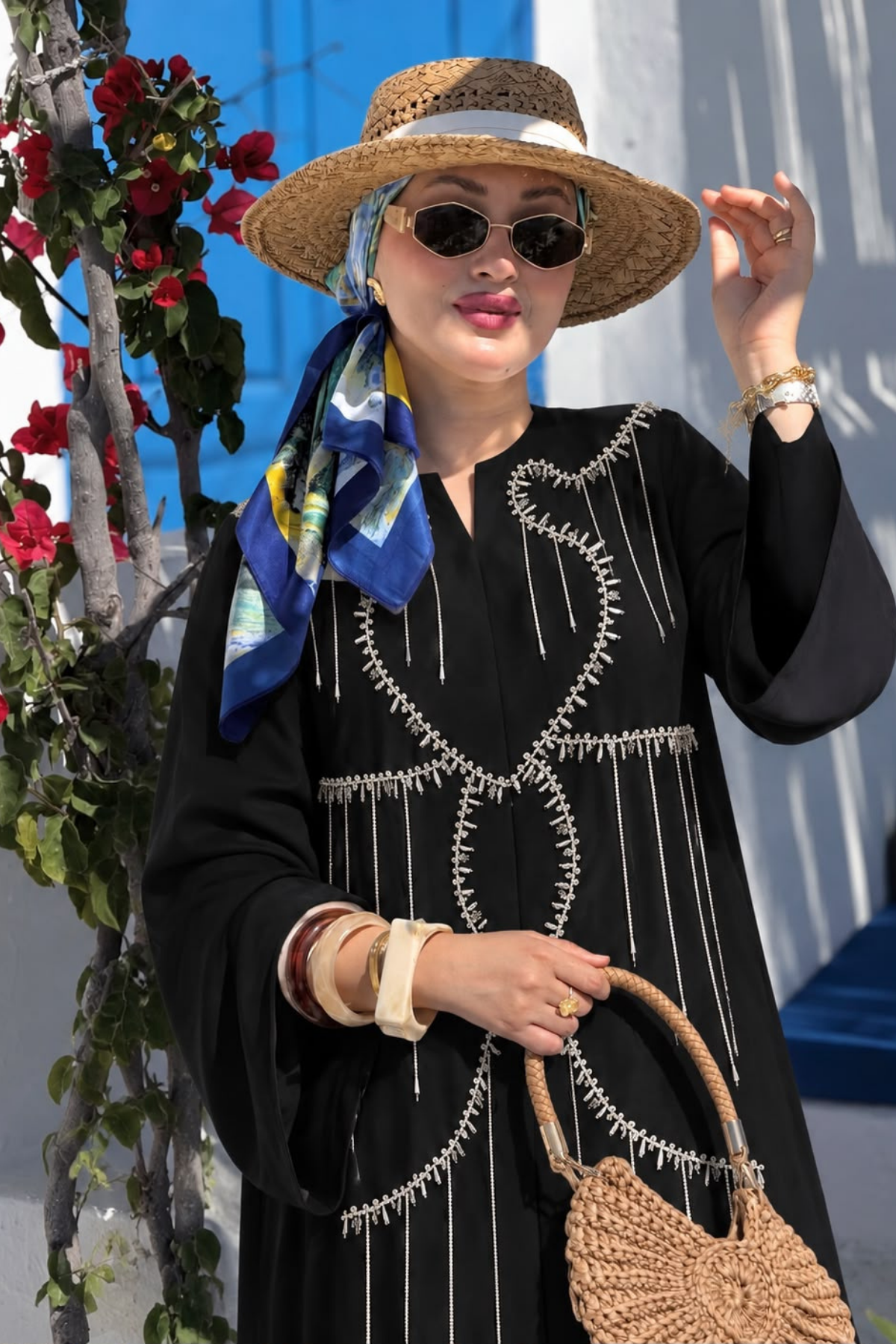 Özel Taş İşlemeli İthal Abaya Siyah