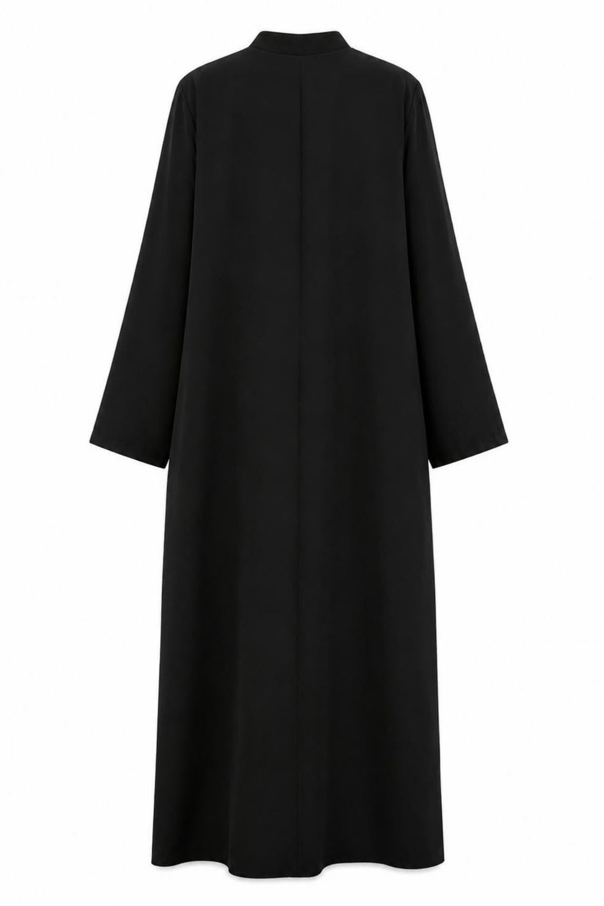 Petek Krep Taş İşlemeli Siyah Abaya