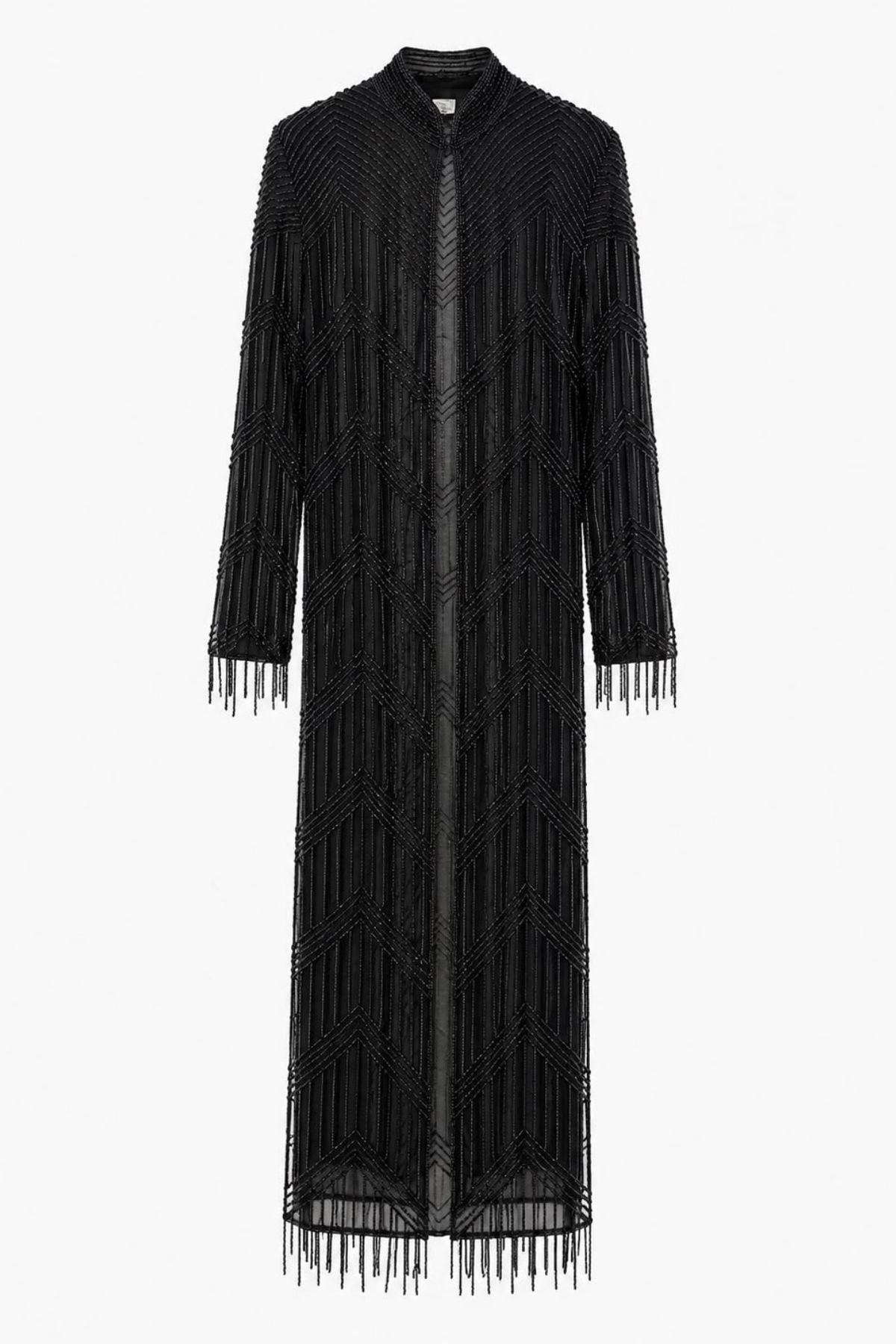 Prestige İthal Boncuk İşlemeli Abaya – Ful Siyah