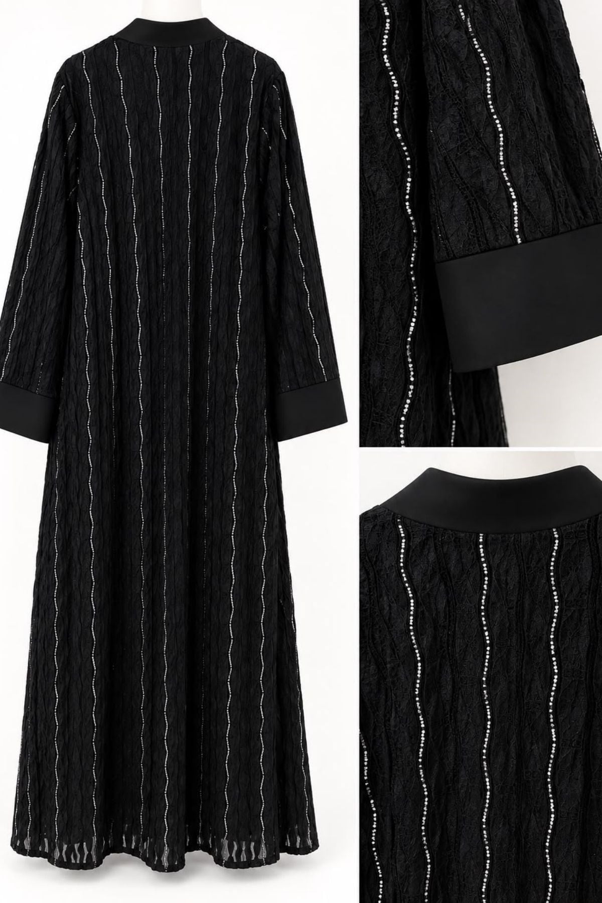 Pul İşleme Abaya Siyah 
